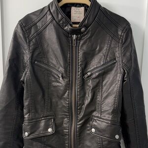 We The Free Black Vegan Leather Moto Jacket